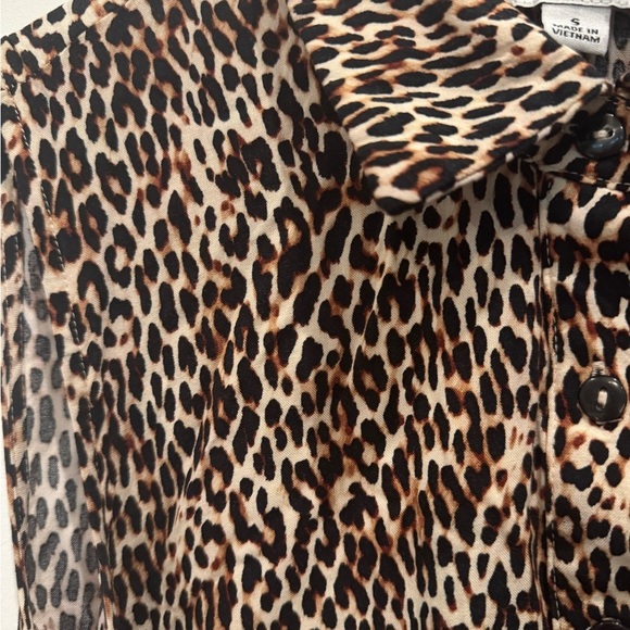 Emma & Michele Leopard Print Maxi Shirt Dress | Soft Rayon | Safari Chic Size S - Picture 4 of 10